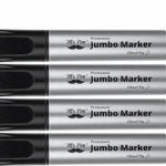 Mr. Pen- Jumbo Permanent Markers, 4 Pack, Black, Chisel Tip | Wide Tip, Large, Thick Permanent Markers for Canvas, Posters Board, Fabric, Window, Glass, Wood, Waterproof, Quick Dry