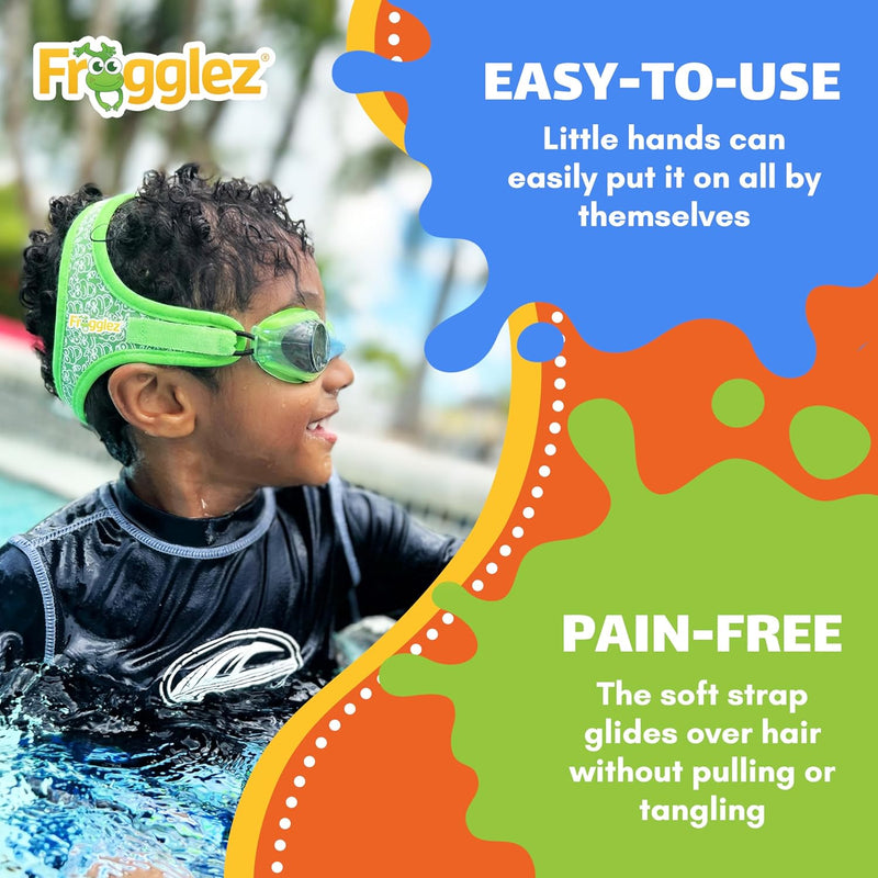 Frogglez Anti-Fog Swimming Goggles for Kids under 10 (Ages 3-10) Recommended by Parents Premium Pain-Free Strap