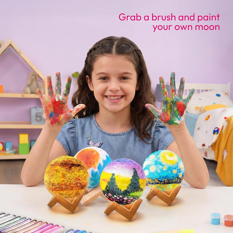 Klever Kits DIY 3D Moon Night Light, Paint Your Own Moon Lamp Kit Galaxy Lamp Arts and Crafts Kit, School Activities, Birthday Gifts for Kids Girls Boys