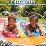 JAMBO Premium 24Ft Budget Slip Splash and Slide, Heavy Duty Water Slide with Advanced Sprinkler System, Backyard Waterslide, Splash Mat, Outdoor Water Toys n Slides for Kids