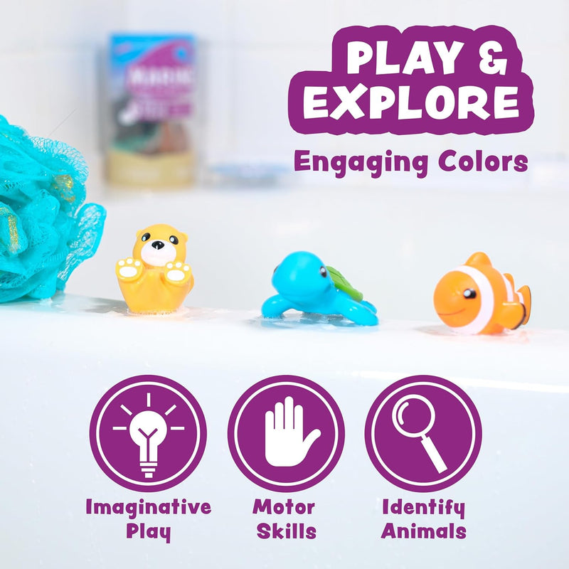Tub Works® Marine™ Mold-Free Bath Toys, 6-Pack | Sealed, No-Hole Design | Soft, Squeezable & Float