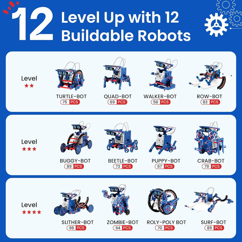 Sillbird Solar Robot Building Kit: 12-in-1 DIY Science Educational Robotic Toys for Kids and Teens