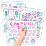Hadley Designs Potty Training Chart for Toddlers Girls -10 Sticker Potty Chart for Toddlers Girls, 8.5x11" Potty Training Sticker Charts for Toilet Success, Unicorn Toddler Reward Chart for Kids