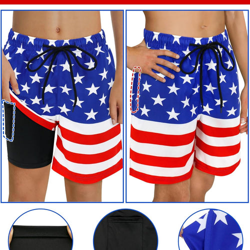 Sarfel Boys Swim Trunks with Compression Liner Kids Swimsuits Boys Bathing Suit Kids Board Shorts Teen Boy Quick Dry Shorts