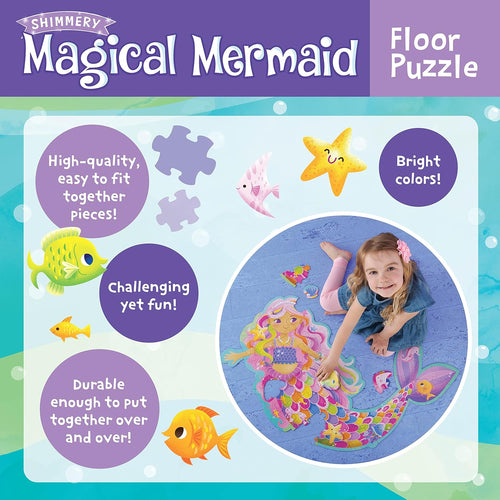 Peaceable Kingdom Shimmery Magical Mermaid 41-Piece Floor Puzzle for Ages 3+
