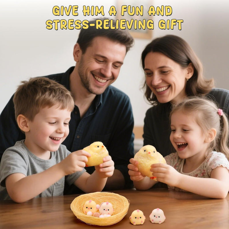 6Pcs Taba Handmade Squishy Chick Toys Stress Relief Squeeze Toy. Cute Sensory Toys. Handmade Soft Silicone StickyToys. Bouncy Stress and Relaxation Toys. Stretchable Springy Toys