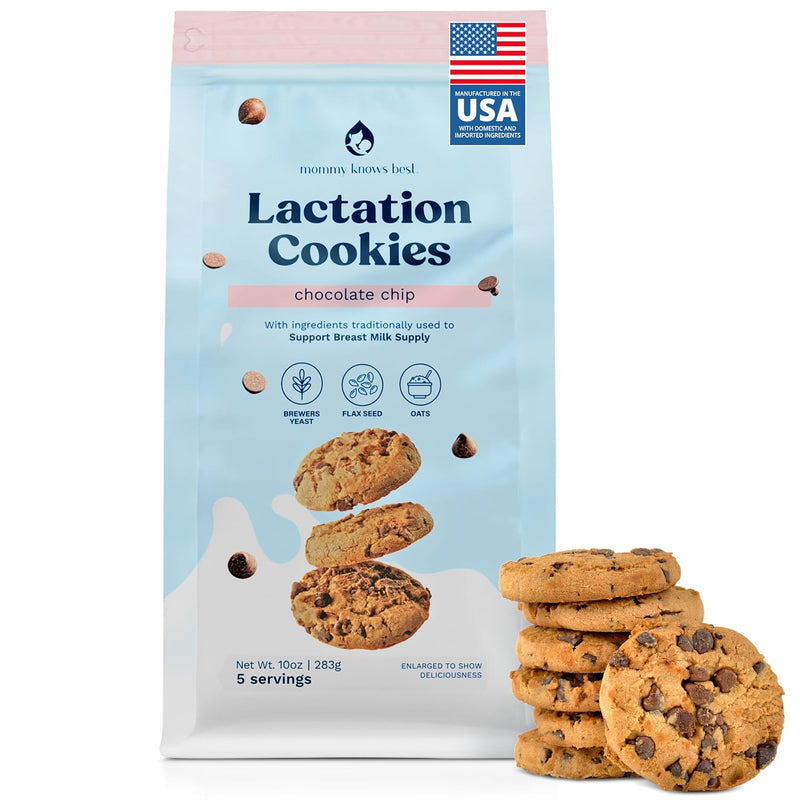 Lactation Cookies Breastfeeding Supplement - Chocolate Chip - Support Mothers Breast Milk Supply Increase - with Brewers Yeast Powder, Oat Flour, and Flax for Lactation - Fenugreek Free - 10oz