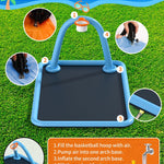Splash Pad for Kids & Dogs, Large Sprinkler Pad Water Toys with Basketball Hoop, Thickened Non-Slip Splash Mat, Foldable Play Pool & Outdoor Summer Toys Ages 4-12 (102" Splash Pad)