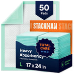 Chucks Pads Disposable [50-Pack] Underpads 17"x 24" - Pee Pads for Dog, Puppy - Diaper Changing Table Pad for Baby - Incontinence Bed & Chair Liners for Elderly - Pet Potty Training Pads - Leak Proof