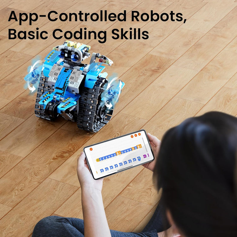 Sillbird 5-in-1 Programmable Robot Building Kit, STEM Toys for Boys 8-12