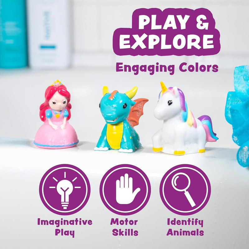 Tub Works® Fantasy Watertight Bath Toys, 6 Pack | Sealed, No Hole Bath Toys Design Keeps Moisture Out | Soft, Squeezable & Float on Water | Baby & Toddler Bathtub Toy | Unicorn Baby Girl Bathtub Toy