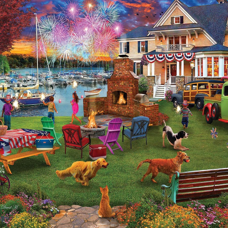 White Mountain 1000 Piece Jigsaw Puzzle Patriotic Summer Celebration Puzzles with Large Pieces for Adults and Family 24"x30" - 4th of July