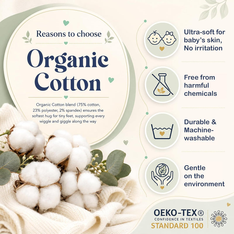 Organic Cotton Blend 12 Newborn Baby Socks 0-6 M Unisex Registry | Oeko-Tex Certified, Ankle Socks, 12 Pairs, Baby Socks With Grips, Baby Girl Socks, Brown Socks, Unisex Design, 0-6 Months