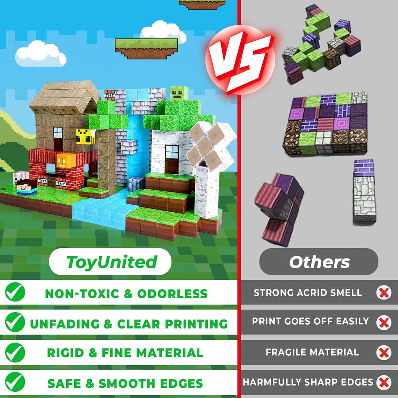 ToyUnited Magnetic Blocks 100PCS Magnetic Building Blocks for Kids Boys Girls Age 3-10 STEM Montessori Learning Toy