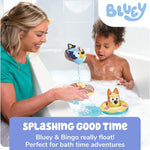 TOMY Toomies Splash & Float Bingo and Bluey Water Toys - 2-in-1 Toddler Bath & Pool Play Set with Pour Cups & Water Wheels