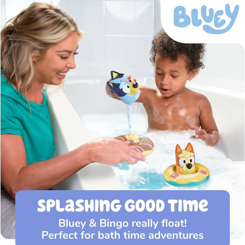 TOMY Toomies Splash & Float Bingo and Bluey Water Toys - 2-in-1 Toddler Bath & Pool Play Set with Pour Cups & Water Wheels