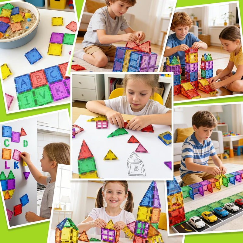 Coodoo Magnetic Tiles Starter Pack for 3+ Year Old Kids, 40PCS, Safe Creativity Toddler Toy with Carrying Bag