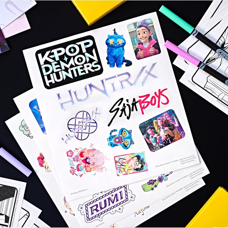 Crayola Kpop Demon Hunters Art Case (40+pcs), Coloring & Sticker Craft Kit | Arts & Crafts Kit, Holiday, Birthday Gift for Kids & Teens, Screen Free Travel Activity Set, Kpop Demon Hunters Toys, Ages 8+