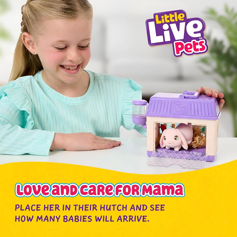 Little Live Pets Bunny Mini Interactive Live Pet Toy Set for Girls Ages 3+, 20+ Sounds, 3 Surprise Babies