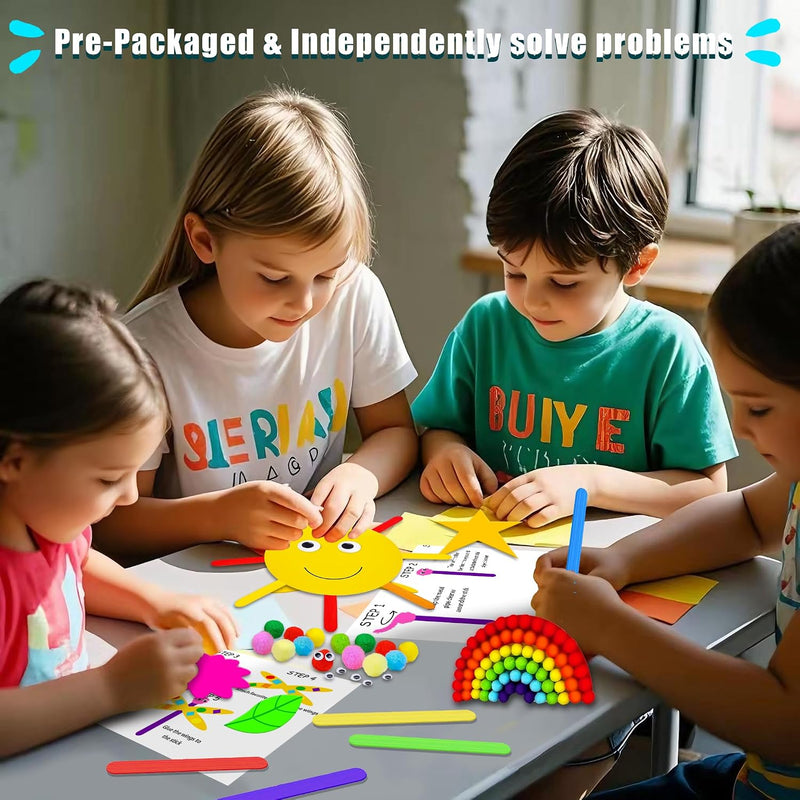 MHMYDIS First Craft Kit for Kids - 12 in 1 No Mess Creative Arts and Crafts kit for Kids Ages 4-8 - Toddler Crafts Kit Supplies - Gifts for Girls and Boys 3 4 5 6 7 8 Year Old (Rainbow)