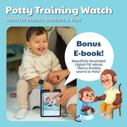 Potty Training Watch for Kids V2 – A Water Resistant Potty Reminder Device for Boys & Girls to Train Your Toddler with Fun/Musical & Vibration Interval Reminder with Potty Training eBook (Sky)