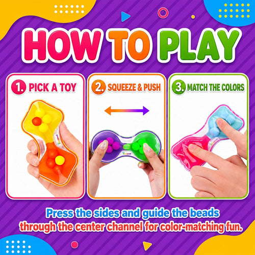 Sensory Fidget Toys for Kids Toddler: 4 Pack Color Sorting Sensory Toys for Autism - Squeeze Calming Toys for Toddler Girls Boys - Quiet Fidget Toys for Student Classroom - Goodie Bags Stuffers
