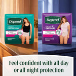 Depend Night Defense Adult Diapers, Incontinence & Postpartum Bladder Leak Underwear for Women, Disposable, Overnight, Large, Blush, 22 Count, Packaging May Vary