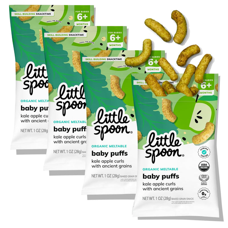 Little Spoon Blueberry Carrot Meltable Baby Wheels, 1 Oz Bag, 4 Pack | Organic Corn, Quinoa & Sorghum, No Added Sugar Snacks, Encourages Self-Feeding, For Babies 6+ Months