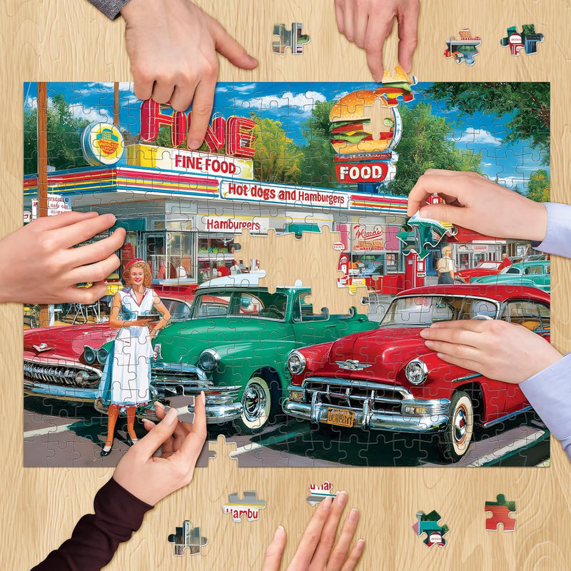 500 piece retro style jigsaw puzzles for adults, perfect for car and food station enthusiasts