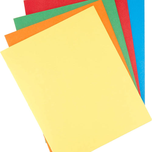 Amazon Basics Twin Pocket File Folders with Fasteners, Letter Size, Business Card Slot, Assorted Colors, 25-Pack