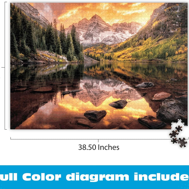 Buffalo Games Joshua Snow Maroon Lake Reflections 2000 Piece Jigsaw Puzzle - 38.5 x 26.5 in, Large - 2000 Piece Puzzles for Adults - Calming Solo Escape - Reference Poster Included