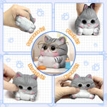 Cat Squishy Toy, Soft TPR Stress Relief Sensory Squeeze Toys, Cute Kawaii Desk Toy, Birthday Gift and Party Favor for Kids and Adults