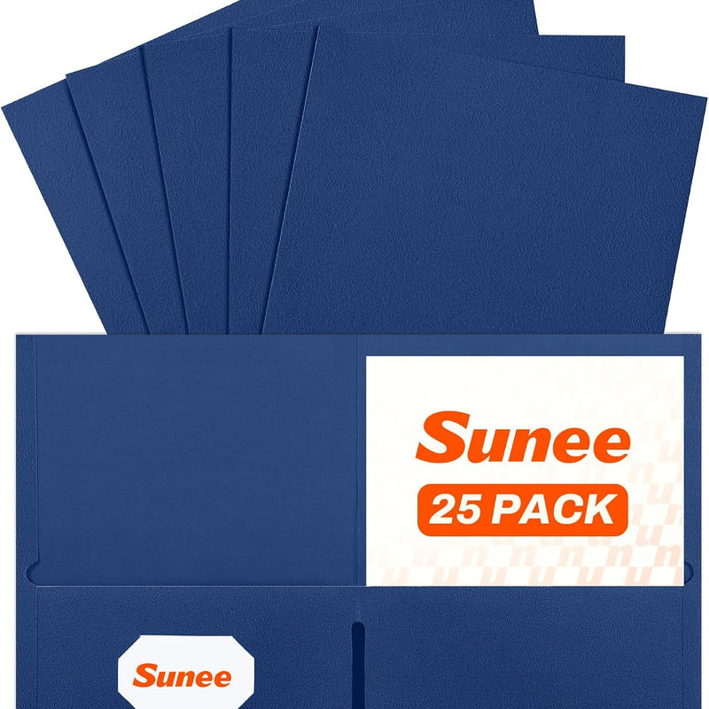 SUNEE Folders with Pockets (25 Pack, Pastel Colors), 2 Pocket Folders Fit Letter Size Paper, Paper File Folder for School Office Home Business