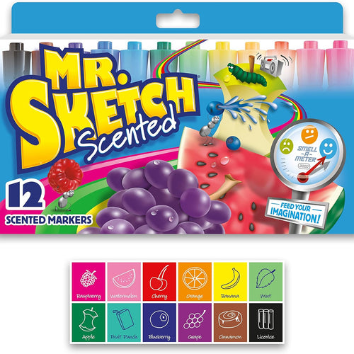 Mr. Sketch Scented Markers, Chisel Tip, Assorted Colors, 12 Count - Fun for Kids, Coloring, Spark Creativity, Arts & Crafts