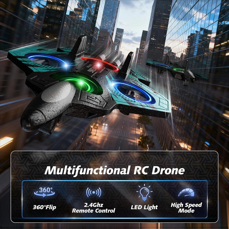 Foam RC Airplane with LED Light, 360° Flip, Remote Control for Kids and Adults, Ready-to-Fly Gift