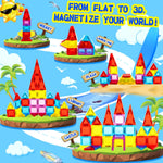 Mini Magnetic Tiles for Kids, Magnetic Building Set, Travel Toys for Ages 3+