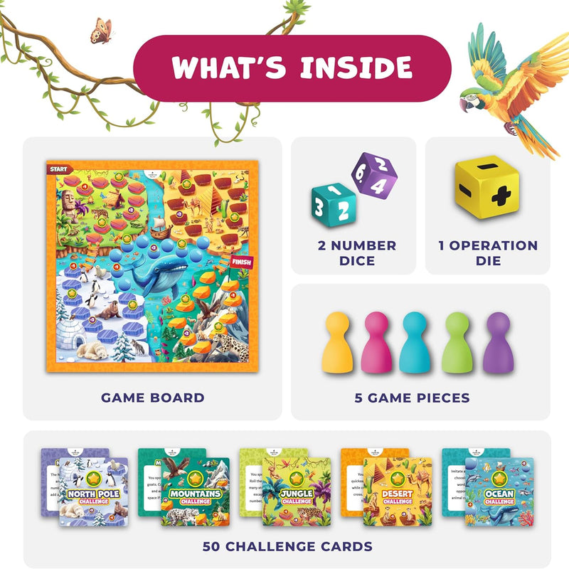 Clever Fox Play Number Hunter Math Board Game for Kids 5-7 Year Old, Addition & Subtraction Math Game, STEM Toy for Preschool and 1st-3rd Grade
