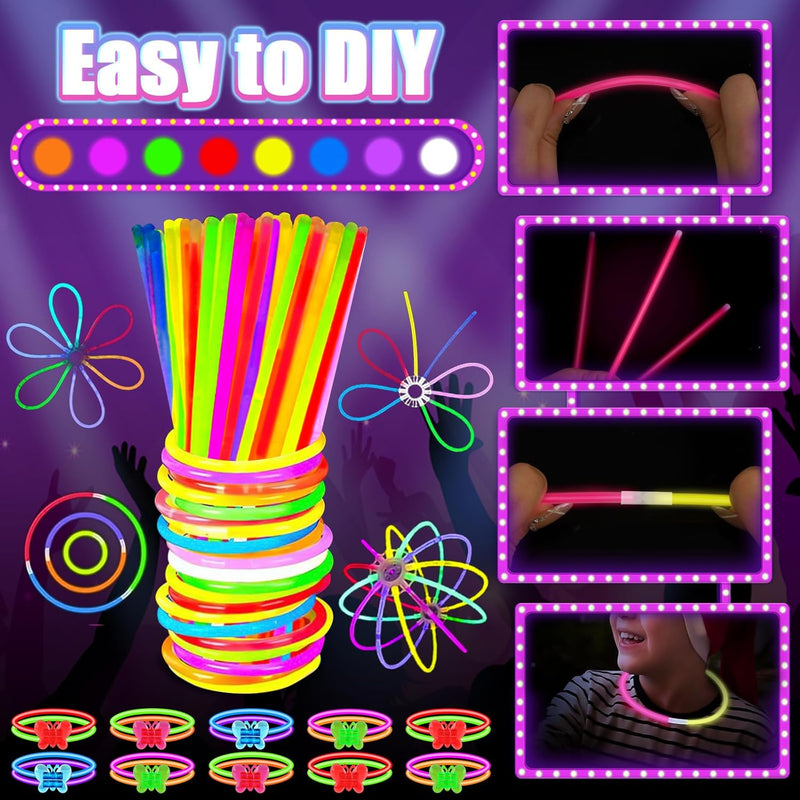 Mibote 269Pcs Led Light Up Party Favors for Kids and Adults with Glow in the Dark Accessories