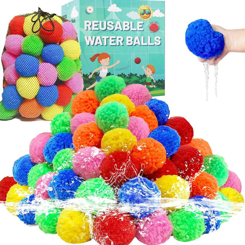 BEFANS 60 Pcs Reusable Water Balls, Reusable Water Balloons for Outdoor Toys and Games, Water Toys for Kids and Adults Boys and Girls - Summer Toys Ball for Pool and Backyard Fun