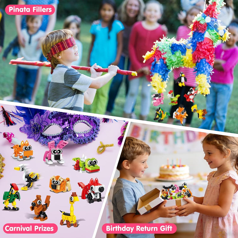 20PCS Mini Animal Building Blocks Party Favors for Kids 4-8 8-12 Birthday Goodie Bag Stuffers Classroom Treasure Box Toys Carnival Prizes Bulk Pinata Fillers Trinket End of Year Student Gifts Boy Girl