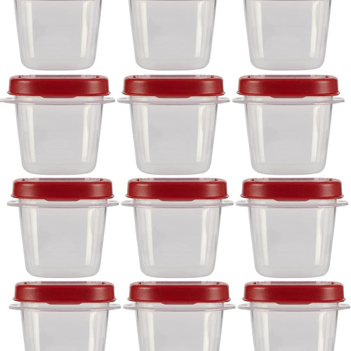 Rubbermaid Easy Find Lids Food Storage Containers, 0.5 Cup, Clear With Red Lids 12 Pack (12 Cups)