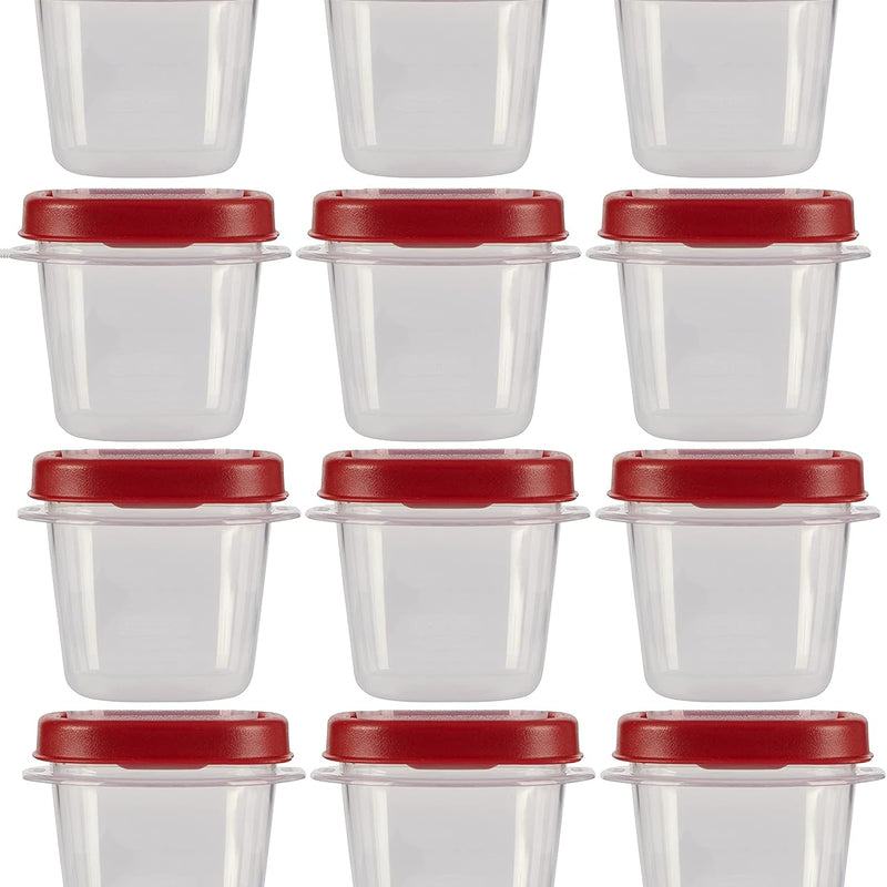 Rubbermaid Easy Find Lids Food Storage Containers, 0.5 Cup, Clear With Red Lids 12 Pack (12 Cups)