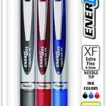 Pentel EnerGel RTX Retractable Liquid Gel Pen, (0.3mm), Extra Fine Line, Needle Tip, Black Ink, Pack of 3 (BLN73BP3A)