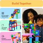 PicassoTiles 108pc Magnetic Marble Run Building Tiles STEM Learning Toy Preschool Construction Kit for Kids