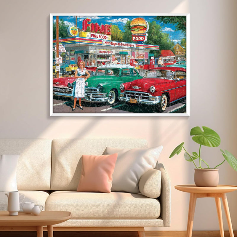 500 piece retro style jigsaw puzzles for adults, perfect for car and food station enthusiasts