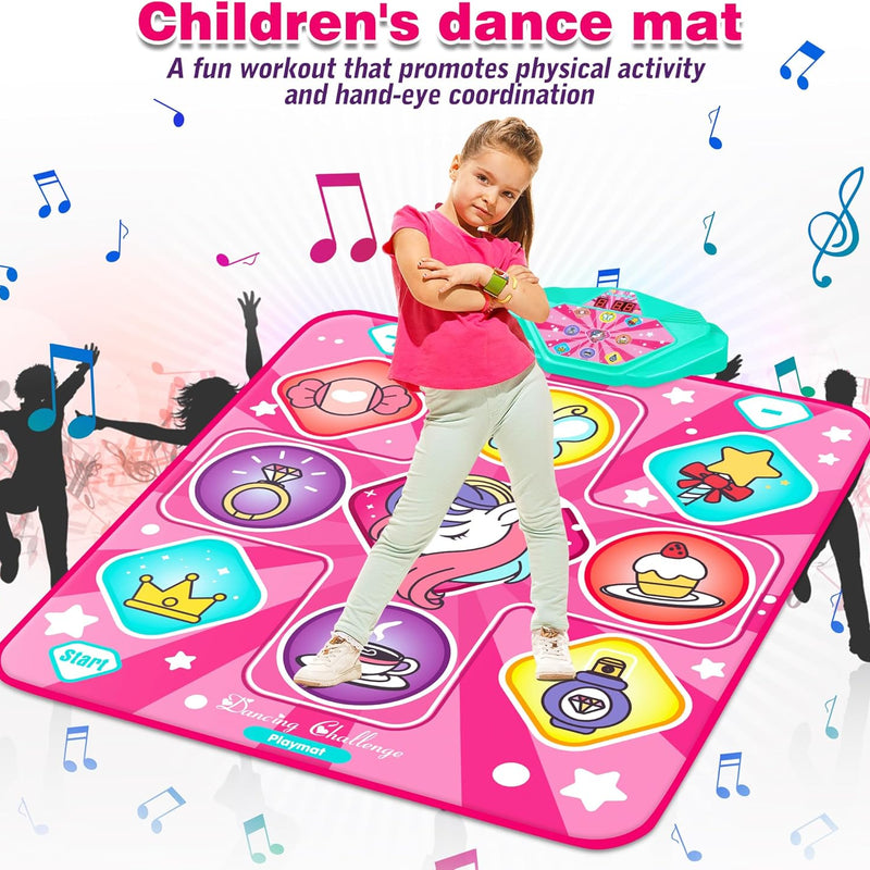Dance Mat with LED Lights, Adjustable Volume, 5 Game Modes, Portable Music Dance Mat for Kids and Adults