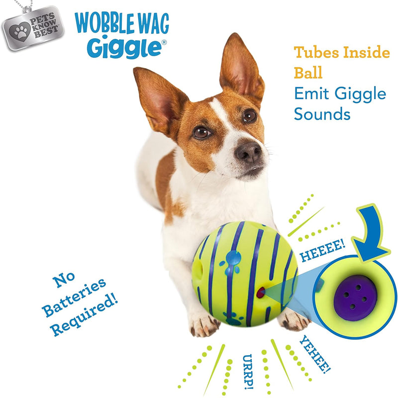 Wobble Wag Giggle Ball, Interactive Dog Toy, Fun Giggle Sounds When Rolled or Shaken, Pets Know Best, As Seen On TV