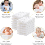 Lovely Care 12 Pack Muslin Burp Cloths 100% Cotton Muslin Cloths Large 20''x10'' Extra Soft and Absorbent Baby Burping Cloth - White