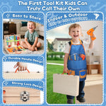 Educational Montessori Tool Set for 3-5 Year Old Boys and Girls, 44 Pcs Wooden STEM Toys with Drill and Apron