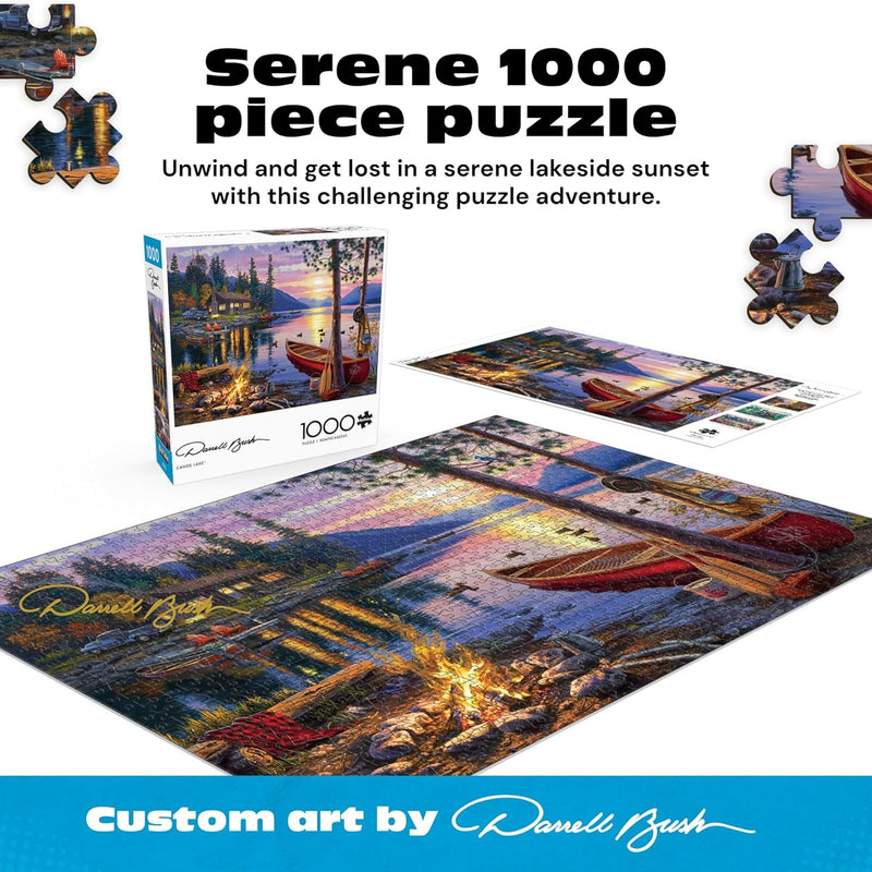 Buffalo Games 1000-piece Canoe Lake Jigsaw Puzzle with Darrell Bush Artwork - Made in USA
